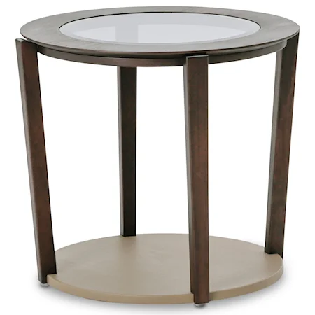 Round End Table with Glass Top